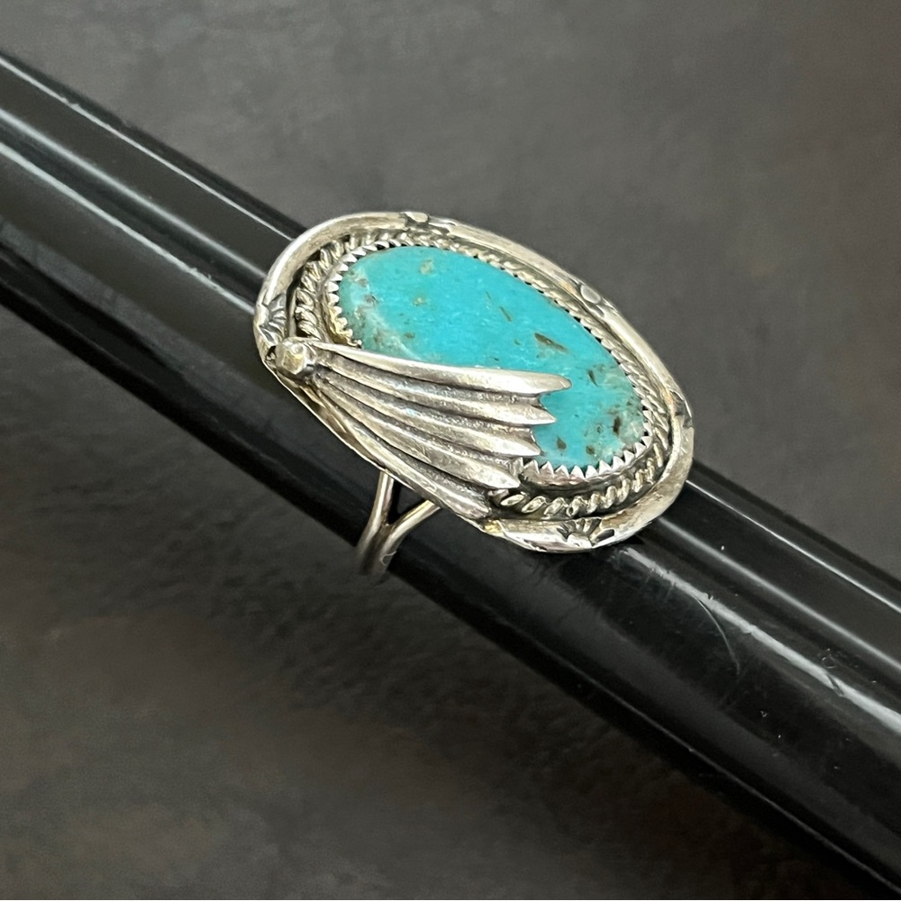 🔴SOLD🔴 Vintage Native American sterling silver & turquoise ring Size 7 - Picture 8 of 10